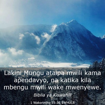 Picture 03 - 1 Wakorintho 15:38 SWHULB - Lakini Mungu ataipa mwili kama apendavyo, na - Bible Verse Picture