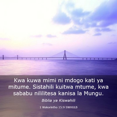 Picture 03 - 1 Wakorintho 15:9 SWHULB - Kwa kuwa mimi ni mdogo kati ya mitume. Sistahili - Bible Verse Picture