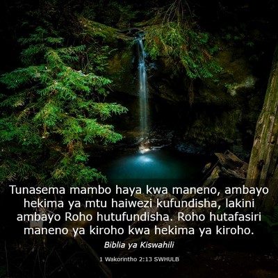 Picture 03 - 1 Wakorintho 2:13 SWHULB - Tunasema mambo haya kwa maneno, ambayo hekima ya - Bible Verse Picture