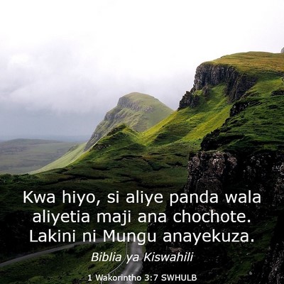 Picture 03 - 1 Wakorintho 3:7 SWHULB - Kwa hiyo, si aliye panda wala aliyetia maji ana - Bible Verse Picture
