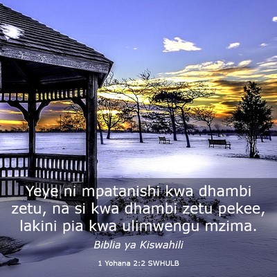 Picture 03 - 1 Yohana 2:2 SWHULB - Yeye ni mpatanishi kwa dhambi zetu, na si kwa - Bible Verse Picture