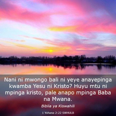 Picture 03 - 1 Yohana 2:22 SWHULB - Nani ni mwongo bali ni yeye anayepinga kwamba - Bible Verse Picture
