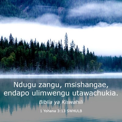 Picture 03 - 1 Yohana 3:13 SWHULB - Ndugu zangu, msishangae, endapo ulimwengu - Bible Verse Picture