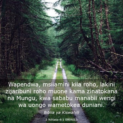 Picture 03 - 1 Yohana 4:1 SWHULB - Wapendwa, msiiamini kila roho, lakini zijaribuni - Bible Verse Picture