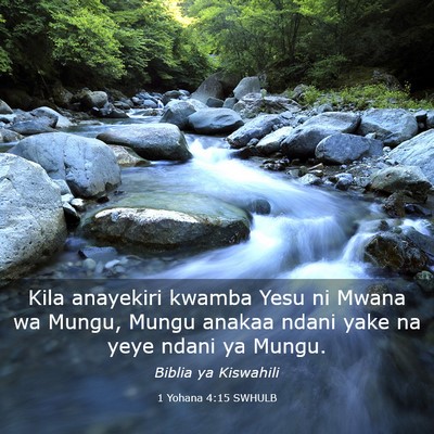 Picture 03 - 1 Yohana 4:15 SWHULB - Kila anayekiri kwamba Yesu ni Mwana wa Mungu, - Bible Verse Picture