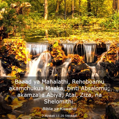 Picture 03 - 2 Nyakati 11:20 SWHULB - Baaad ya Mahalathi, Rehoboamu akamchukua Maaka, - Bible Verse Picture