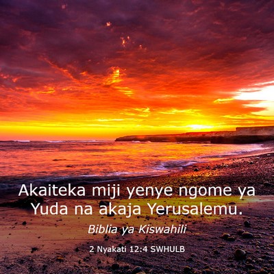 Picture 03 - 2 Nyakati 12:4 SWHULB - Akaiteka miji yenye ngome ya Yuda na akaja - Bible Verse Picture