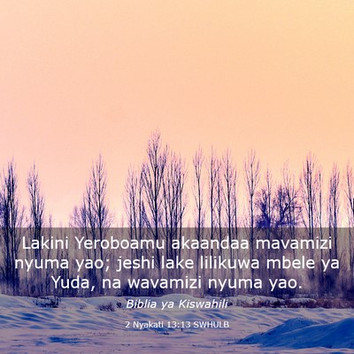 Picture 03 - 2 Nyakati 13:13 SWHULB - Lakini Yeroboamu akaandaa mavamizi nyuma yao; - Bible Verse Picture