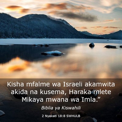 Picture 03 - 2 Nyakati 18:8 SWHULB - Kisha mfalme wa Israeli akamwita akida na kusema, - Bible Verse Picture