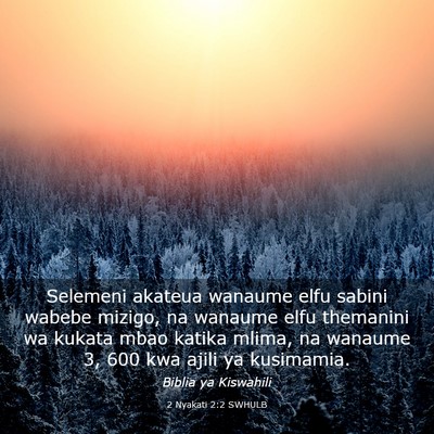 Picture 03 - 2 Nyakati 2:2 SWHULB - Selemeni akateua wanaume elfu sabini wabebe - Bible Verse Picture