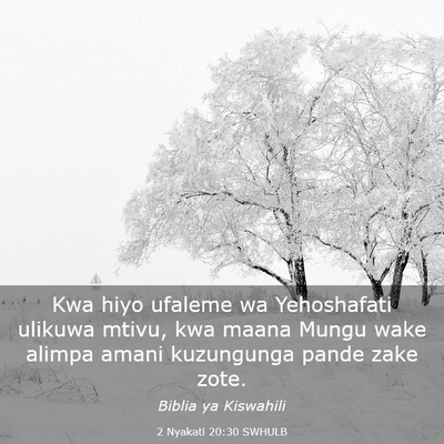 Picture 03 - 2 Nyakati 20:30 SWHULB - Kwa hiyo ufaleme wa Yehoshafati ulikuwa mtivu, - Bible Verse Picture