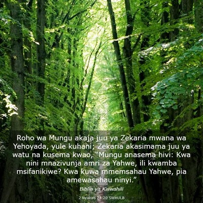 Picture 03 - 2 Nyakati 24:20 SWHULB - Roho wa Mungu akaja juu ya Zekaria mwana wa - Bible Verse Picture