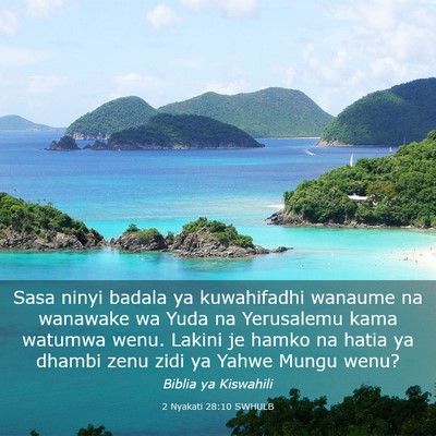 Picture 03 - 2 Nyakati 28:10 SWHULB - Sasa ninyi badala ya kuwahifadhi wanaume na - Bible Verse Picture