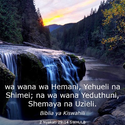 Picture 03 - 2 Nyakati 29:14 SWHULB - wa wana wa Hemani, Yehueli na Shimei; na wa wana - Bible Verse Picture