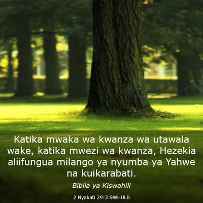 Picture 03 - 2 Nyakati 29:3 SWHULB - Katika mwaka wa kwanza wa utawala wake, katika - Bible Verse Picture