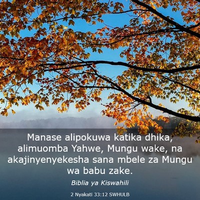 Picture 03 - 2 Nyakati 33:12 SWHULB - Manase alipokuwa katika dhika, alimuomba Yahwe, - Bible Verse Picture