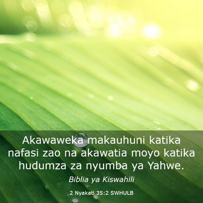 Picture 03 - 2 Nyakati 35:2 SWHULB - Akawaweka makauhuni katika nafasi zao na akawatia - Bible Verse Picture