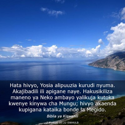 Picture 03 - 2 Nyakati 35:22 SWHULB - Hata hivyo, Yosia alipuuzia kurudi nyuma. - Bible Verse Picture