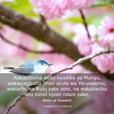 Picture 03 - 2 Nyakati 36:19 SWHULB - Wakaichoma moto nyumba ya Mungu, wakauangusha - Bible Verse Picture