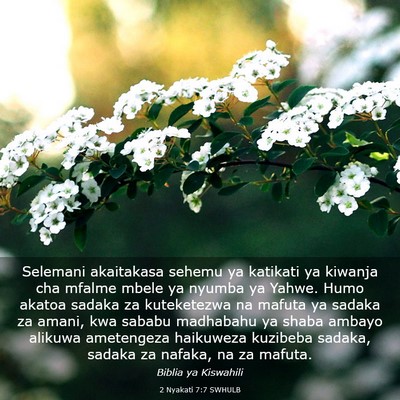 Picture 03 - 2 Nyakati 7:7 SWHULB - Selemani akaitakasa sehemu ya katikati ya kiwanja - Bible Verse Picture
