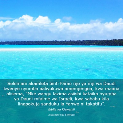 Picture 03 - 2 Nyakati 8:11 SWHULB - Selemani akamleta binti Farao nje ya mji wa Daudi - Bible Verse Picture
