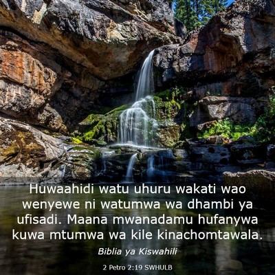 Picture 03 - 2 Petro 2:19 SWHULB - Huwaahidi watu uhuru wakati wao wenyewe ni - Bible Verse Picture