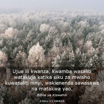 Picture 03 - 2 Petro 3:3 SWHULB - Ujue ili kwanza, kwamba wasaliti watakuja katika - Bible Verse Picture