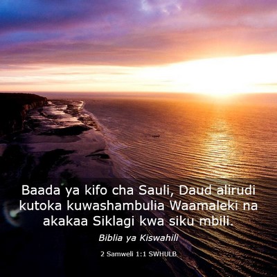Picture 03 - 2 Samweli 1:1 SWHULB - Baada ya kifo cha Sauli, Daud alirudi kutoka - Bible Verse Picture