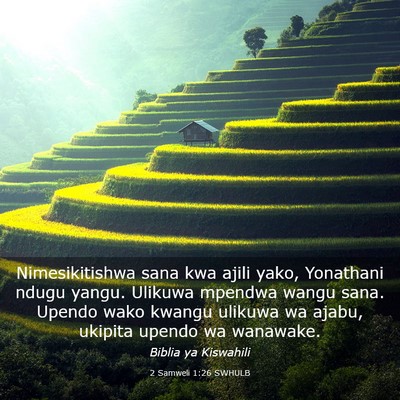 Picture 03 - 2 Samweli 1:26 SWHULB - Nimesikitishwa sana kwa ajili yako, Yonathani - Bible Verse Picture