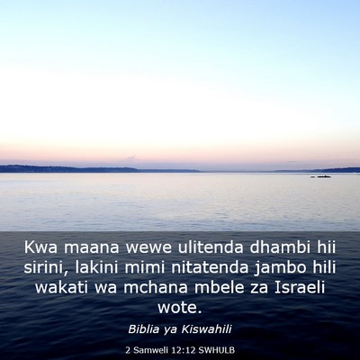 Picture 03 - 2 Samweli 12:12 SWHULB - Kwa maana wewe ulitenda dhambi hii sirini, lakini - Bible Verse Picture