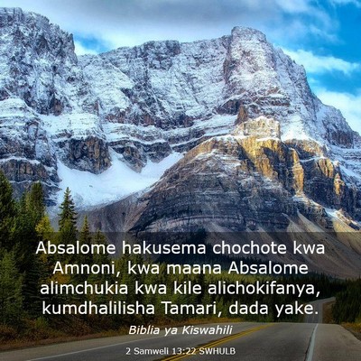 Picture 03 - 2 Samweli 13:22 SWHULB - Absalome hakusema chochote kwa Amnoni, kwa maana - Bible Verse Picture