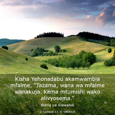Picture 03 - 2 Samweli 13:35 SWHULB - Kisha Yehonadabu akamwambia mfalme, “Tazama, - Bible Verse Picture