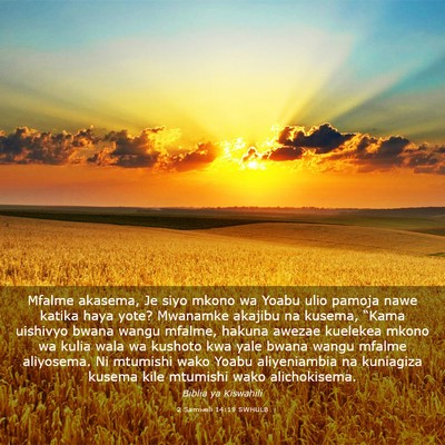 Picture 03 - 2 Samweli 14:19 SWHULB - Mfalme akasema, Je siyo mkono wa Yoabu ulio - Bible Verse Picture
