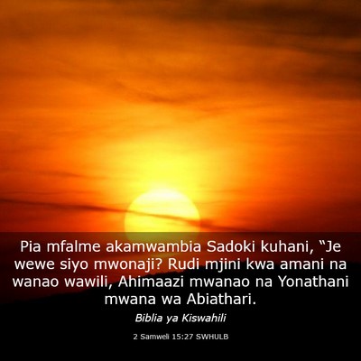 Picture 03 - 2 Samweli 15:27 SWHULB - Pia mfalme akamwambia Sadoki kuhani, “Je wewe - Bible Verse Picture