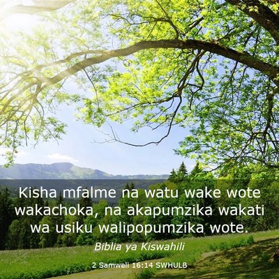 Picture 03 - 2 Samweli 16:14 SWHULB - Kisha mfalme na watu wake wote wakachoka, na - Bible Verse Picture