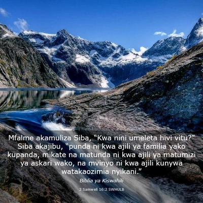 Picture 03 - 2 Samweli 16:2 SWHULB - Mfalme akamuliza Siba, “Kwa nini umeleta hivi - Bible Verse Picture