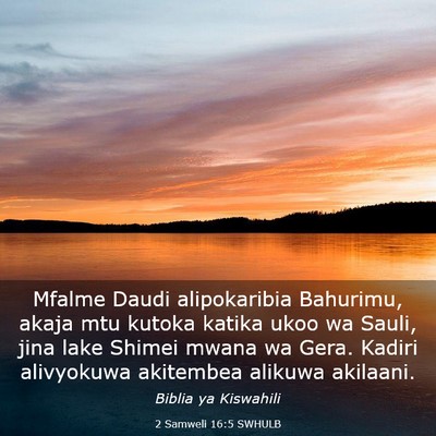 Picture 03 - 2 Samweli 16:5 SWHULB - Mfalme Daudi alipokaribia Bahurimu, akaja mtu - Bible Verse Picture