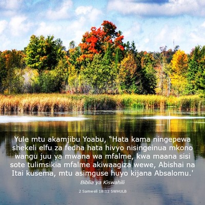 Picture 03 - 2 Samweli 18:12 SWHULB - Yule mtu akamjibu Yoabu, “Hata kama ningepewa - Bible Verse Picture