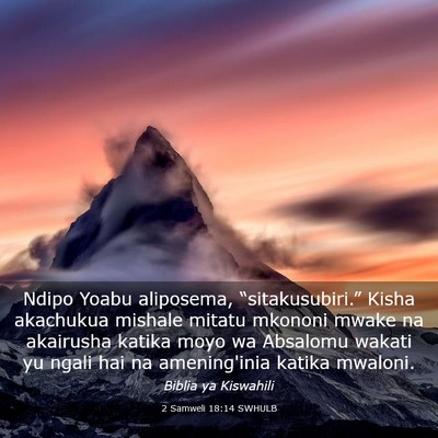 Picture 03 - 2 Samweli 18:14 SWHULB - Ndipo Yoabu aliposema, “sitakusubiri.” Kisha - Bible Verse Picture
