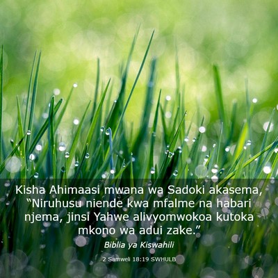 Picture 03 - 2 Samweli 18:19 SWHULB - Kisha Ahimaasi mwana wa Sadoki akasema, - Bible Verse Picture