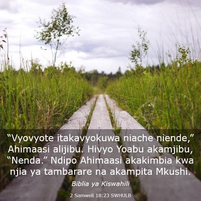 Picture 03 - 2 Samweli 18:23 SWHULB - “Vyovyote itakavyokuwa niache niende,” - Bible Verse Picture