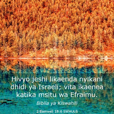 Picture 03 - 2 Samweli 18:6 SWHULB - Hivyo jeshi likaenda nyikani dhidi ya Israeli; - Bible Verse Picture