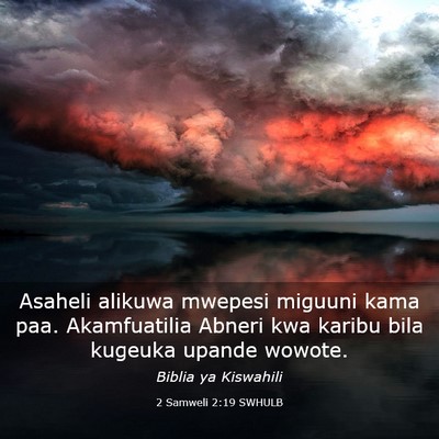 Picture 03 - 2 Samweli 2:19 SWHULB - Asaheli alikuwa mwepesi miguuni kama paa. - Bible Verse Picture