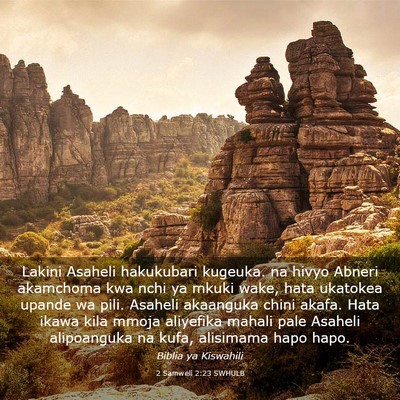 Picture 03 - 2 Samweli 2:23 SWHULB - Lakini Asaheli hakukubari kugeuka. na hivyo - Bible Verse Picture