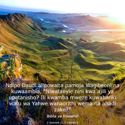 Picture 03 - 2 Samweli 21:3 SWHULB - Ndipo Daudi alipowaita pamoja Wagibeoni na - Bible Verse Picture