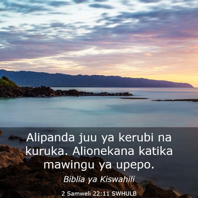 Picture 03 - 2 Samweli 22:11 SWHULB - Alipanda juu ya kerubi na kuruka. Alionekana - Bible Verse Picture