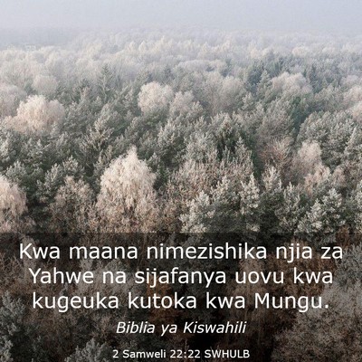 Picture 03 - 2 Samweli 22:22 SWHULB - Kwa maana nimezishika njia za Yahwe na sijafanya - Bible Verse Picture