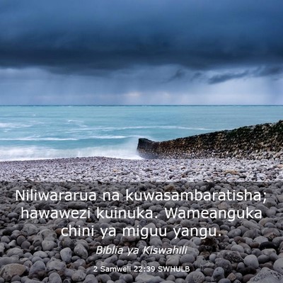 Picture 03 - 2 Samweli 22:39 SWHULB - Niliwararua na kuwasambaratisha; hawawezi - Bible Verse Picture
