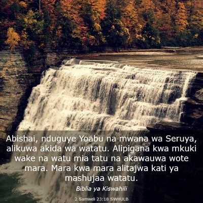 Picture 03 - 2 Samweli 23:18 SWHULB - Abishai, nduguye Yoabu na mwana wa Seruya, - Bible Verse Picture