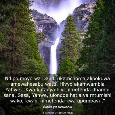 Picture 03 - 2 Samweli 24:10 SWHULB - Ndipo moyo wa Daudi ukamchoma alipokuwa - Bible Verse Picture